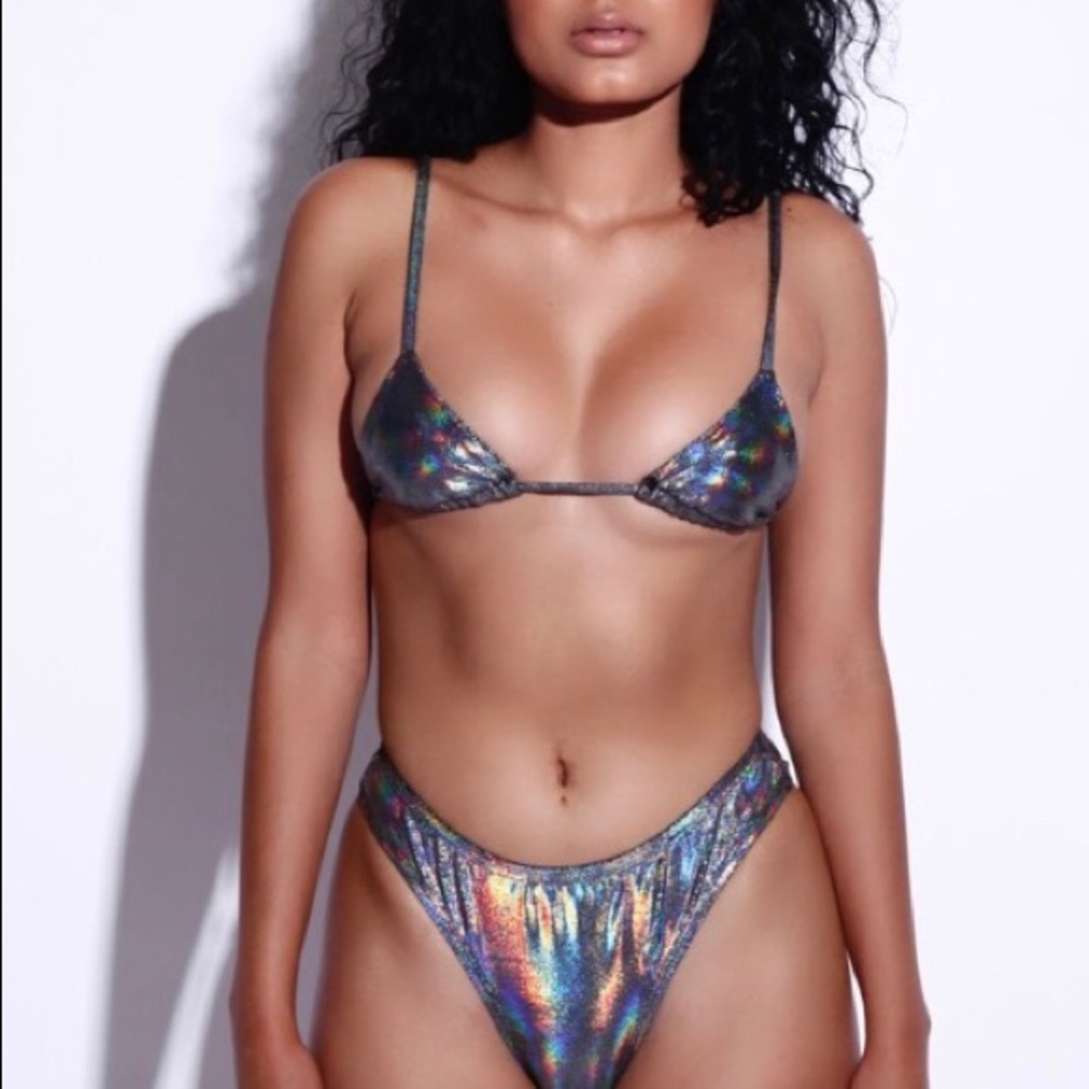 Matte Holographic Thong Bikini